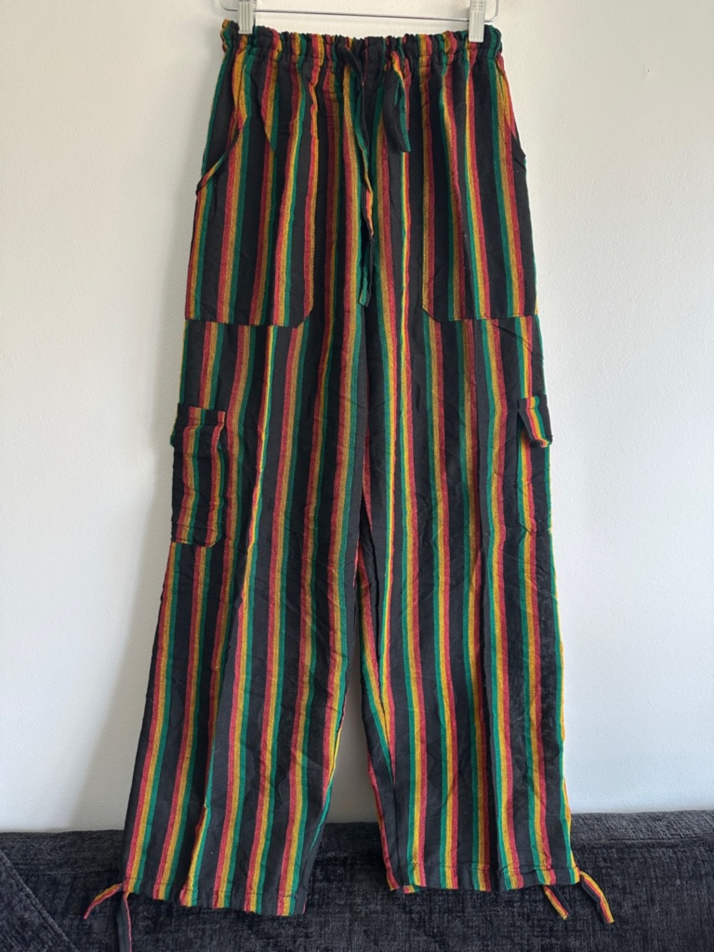 Peru/Ecuador‎ Handmade Cotton Striped Hippie Boho Pants Joggers Size XL